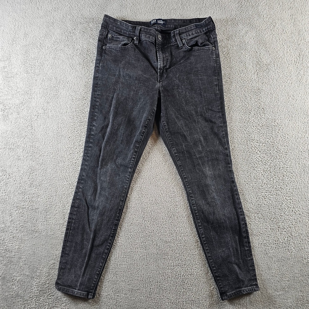 Gap Denim Universal Legging Jeans Black Washed Slim Fit 14/32 Regular